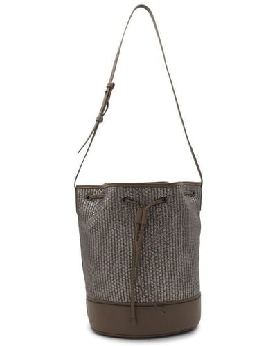 Brunello Cucinelli Drawstring Bucket Bag - Gray