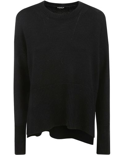 Dondup Loose Fit Crewneck Knit Sweater - Black