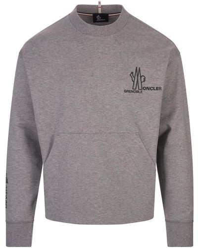 3 MONCLER GRENOBLE Melange Sweatshirt With Logo - Grey