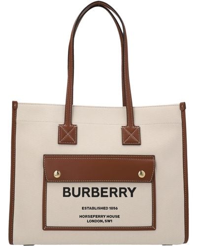 Burberry Tural Tan Logo-print Cotton-canvas Tote Bag - Natural