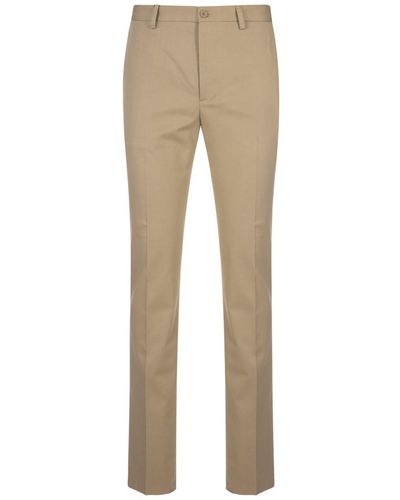 Etro Classic Trousers In Beige Stretch Cotton - Natural