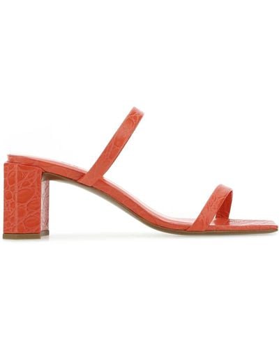 BY FAR Coral Leather Tanya Mules - Pink