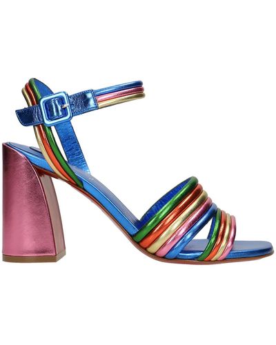 Christian Louboutin Ola 85 Kid Sandals In Multicolor Leather - Blue