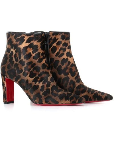 Christian Louboutin Suprabooty 85 Leopard-print Ankle Boots - Brown