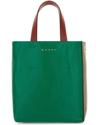 Marni Two-Tone Leather Handbag - Green