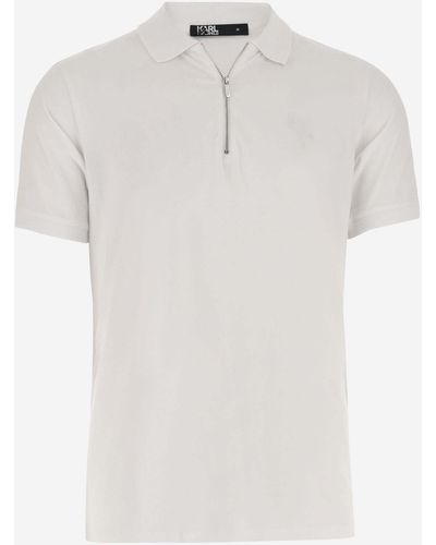 Karl Lagerfeld Stretch Cotton Polo Shirt - White
