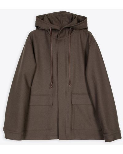 Mauro Grifoni Parka Panno Senza Layer Wool Unlined Hooded Parka - Brown