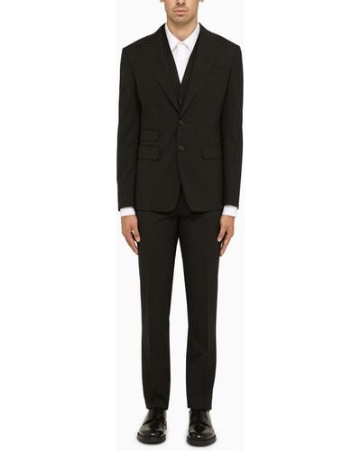 DSquared² Single Breasted Pinstripe London Suit - Black