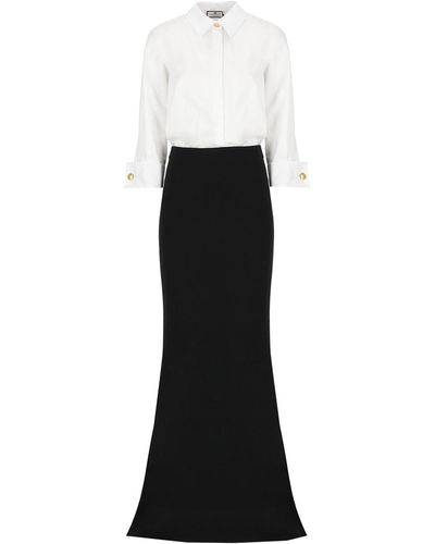 Elisabetta Franchi Combined Red Carpet Dress In Cotton And Crepe - Black