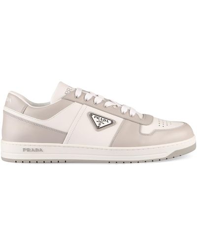 Prada Downtown Leather Low-Top Trainers - White