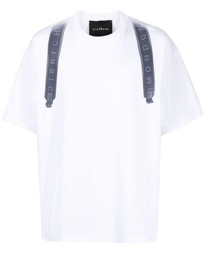 John Richmond 100% Cotton T-shirt With Heat Pressed Print On The Back. - White