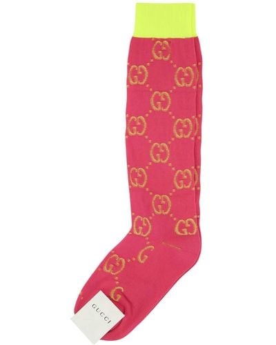 Gucci Embroidered Nylon Socks - Pink