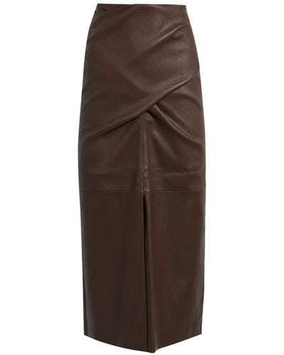 Brunello Cucinelli Leather Skirt - Brown