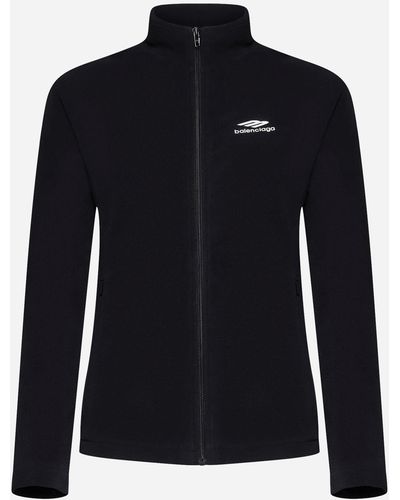 Balenciaga Polar Fleece Zip-Up Track Jacket - Blue