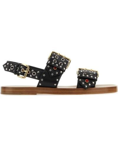 Gucci Leather Studded Sandals - Black