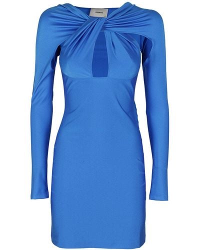 Coperni Twisted Cut-Out Jersey Dress - Blue