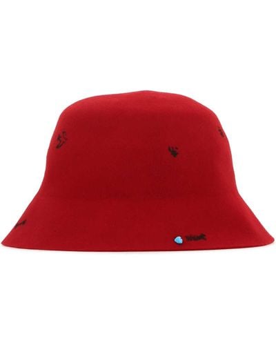 SUPERDUPER Felt Freya Bucket Hat - Red