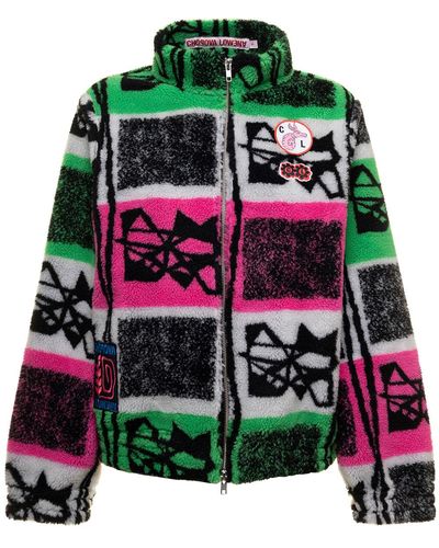 Chopova Lowena Storm Fleece Multicolour Printed Jacket - Pink
