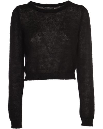 Alberta Ferretti Rib Trim Plain Knit Sweater - Black