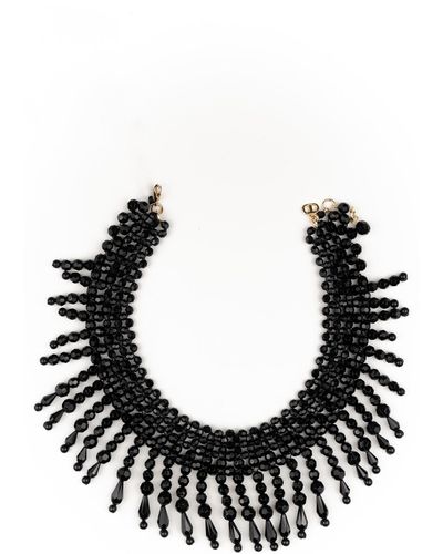 Twin Set Necklace With Glass Beads - Black