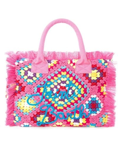 Mc2 Saint Barth Vanity Crochet Shoulder Bag With Pattern - Pink