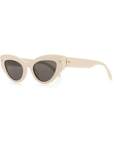 Alexander McQueen Ivory Acetate Spike Studs Sunglasses - Multicolour