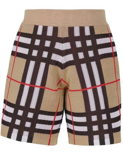 Burberry Check Technical Cotton Shorts - White