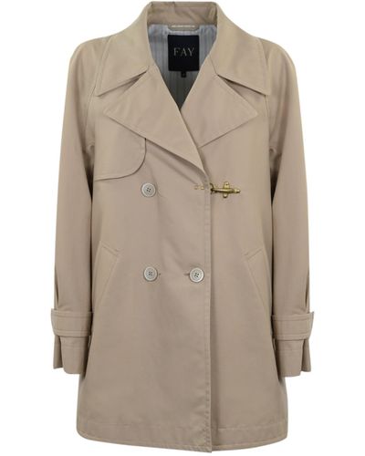 Fay Cotton Trench Coat With Hook - Natural