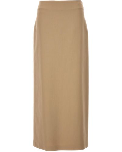 Brunello Cucinelli Slit Cotton Skirt - Natural