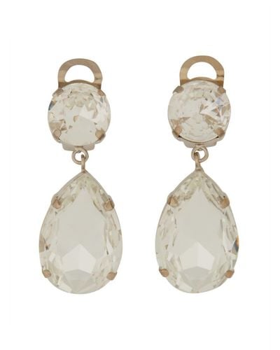 Moschino Pendant Earrings With Jewel Stones - Natural