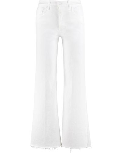 Mother The Tomcat Roller Fray Wide Jeans - White