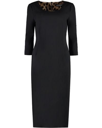 Dolce & Gabbana Virgin Wool Midi Dress - Black