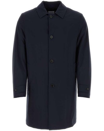 Aspesi Midnight Stretch Wool Blend Coat - Blue