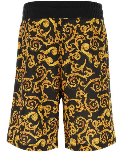 Versace Printed Polyester Bermuda Shorts - Yellow