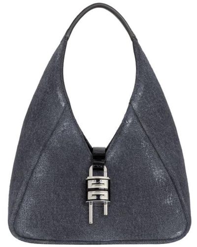 Givenchy G-hobo Mini Bag In Washed Denim - Blue