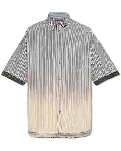 DIESEL Distressed Striped Short-sleeve Shirt - Black
