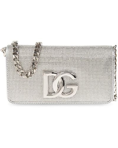 Dolce & Gabbana Shoulder Bag With Crystals - Grey