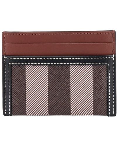 Burberry Leather Stitched Profile Wallets - Purple