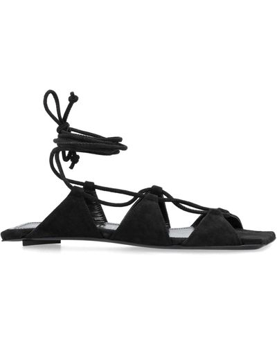 The Attico Reneé Flat Sandals - Black