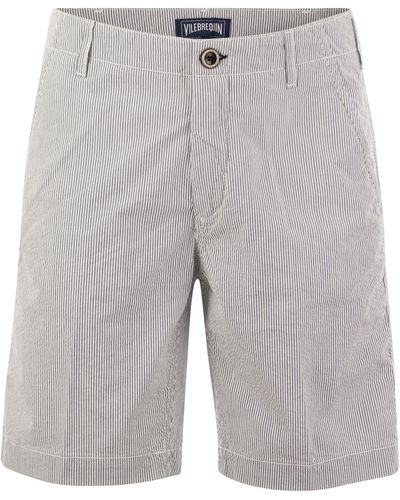 Vilebrequin Micro Striped Cotton Bermuda Shorts - Gray