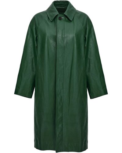 Burberry Long Leather Car Coat Coats, Trench Coats - Green