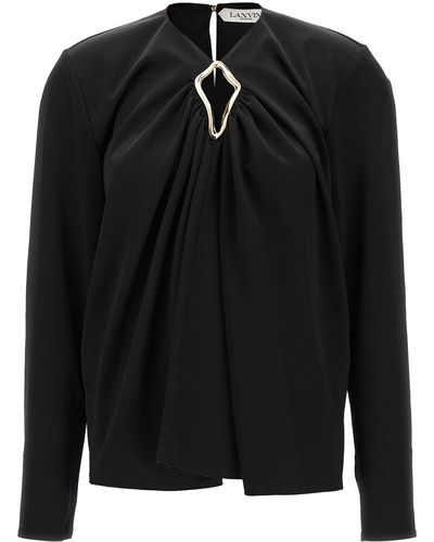 Lanvin Metallic Detail Blouse Shirt, Blouse - Black