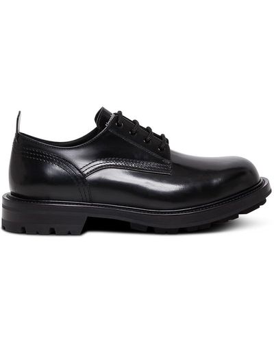 Alexander McQueen Black Leather Lace-up Shoes With Tank Sole