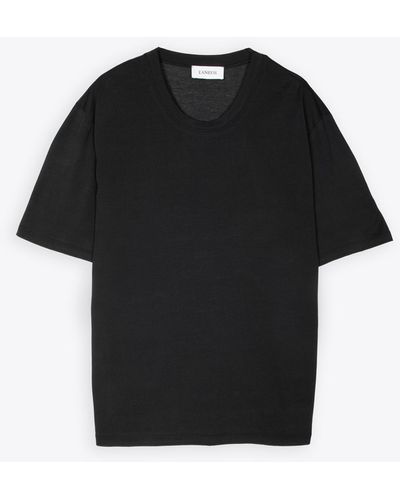 Laneus Crewneck Ultra-Light Cotton T-Shirt - Black