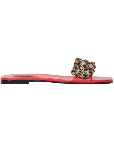 Missoni Leather And Fabric Slides - Red