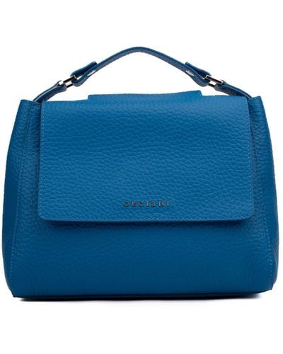 Orciani Small Sveva Soft Bag In Textured Leather - Blue