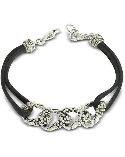 GIACOMOBURRONI Leather Bracelet W/links - Black