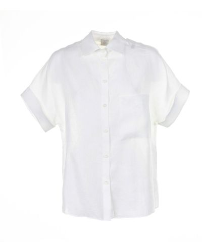 Eleventy Linen Shirt With Half Sleeves - White