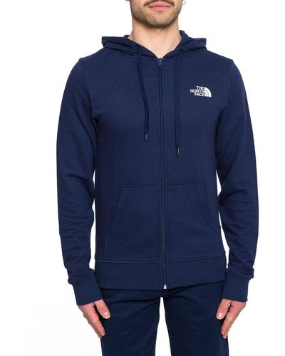 The North Face Logo Printed Zip-up Hoodie - Blue