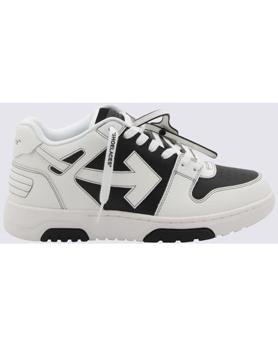 Off-White c/o Virgil Abloh Black And White Leather Out Office Trainers - Metallic